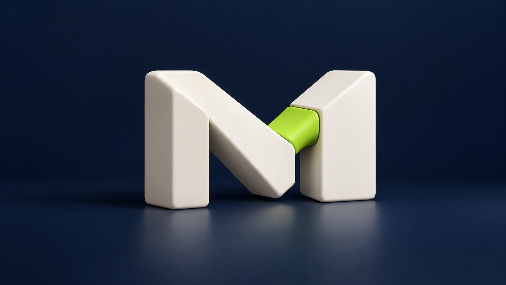 Abstract ivory modular blocks connected with a lime accent